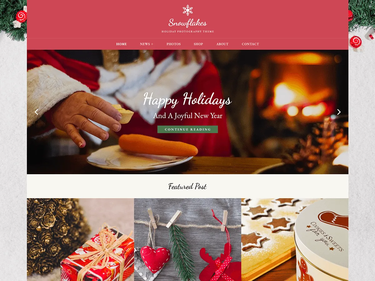 Snowflakes web sitesi teması önizlemesi