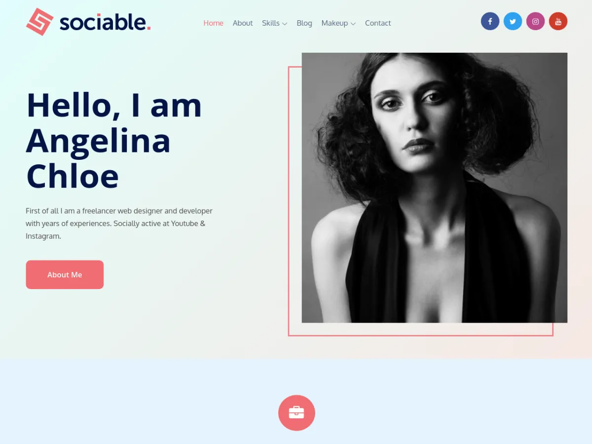 Sociable web sitesi teması ile kişisel portfolyo örneği