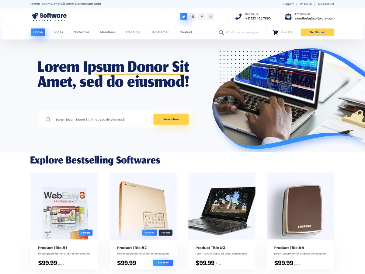 Software Agency web sitesi teması ile kurumsal bir yazılım firması sitesi görünümü