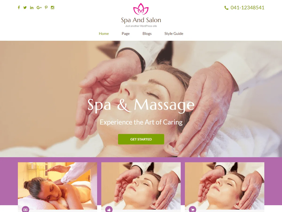 Spa and Salon web sitesi teması önizlemesi