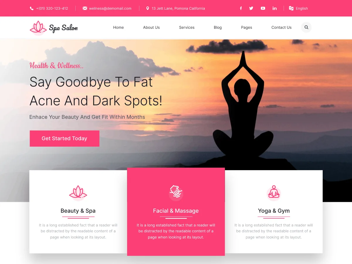 Spa Salon web sitesi teması önizlemesi