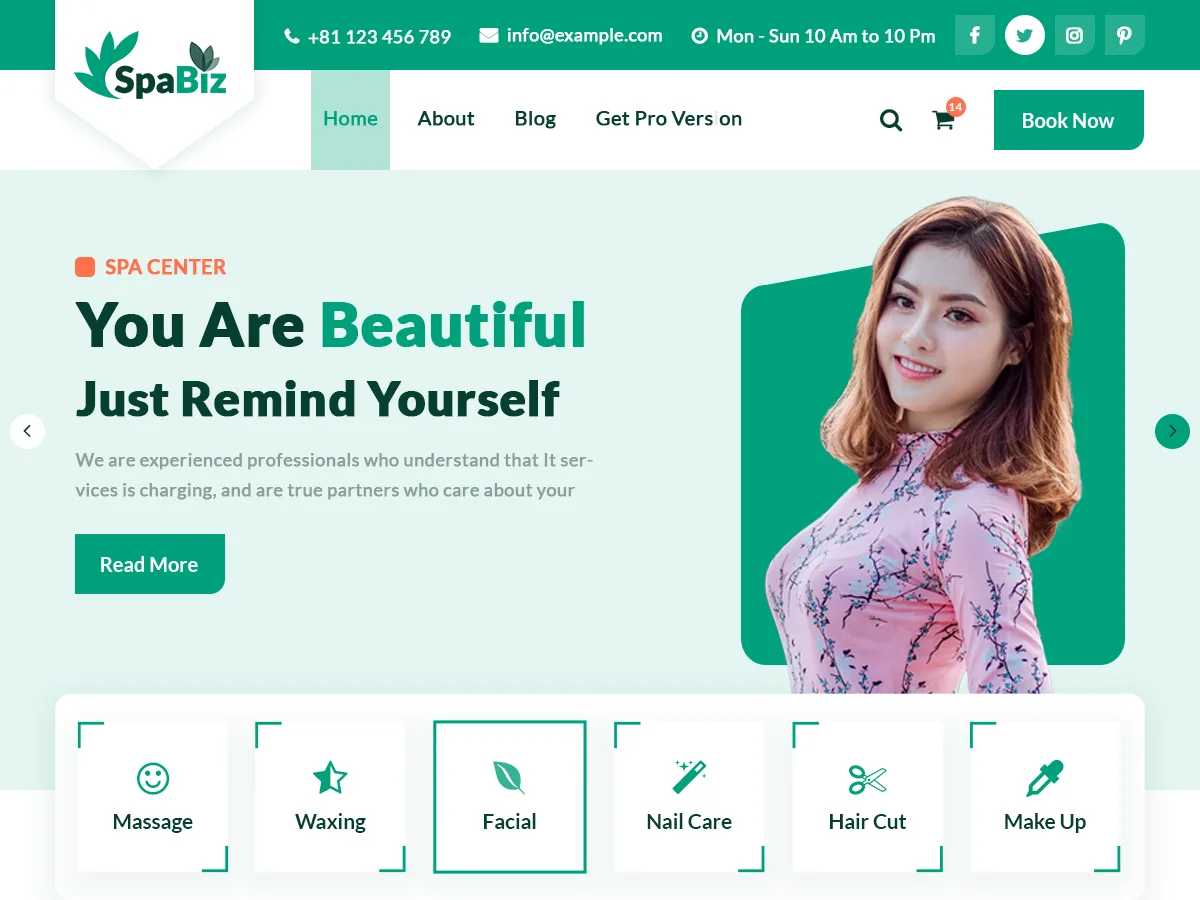 SpaBiz web sitesi teması önizlemesi