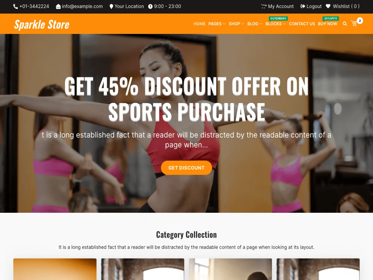 Sparkle Store e-ticaret web sitesi teması