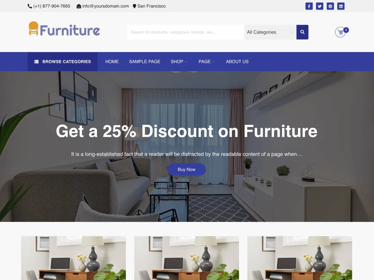 SparkleStore web sitesi teması ile e-ticaret mağaza görünümü