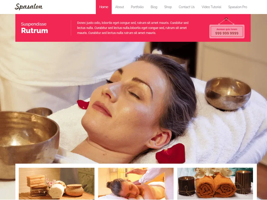 SpaSalon web sitesi teması ile spa ve güzellik işletmeleri için duyarlı tasarım
