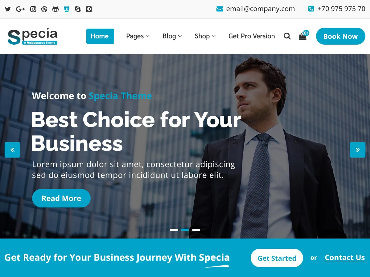 Specia web sitesi teması önizlemesi