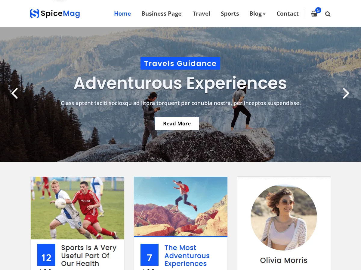SpiceMag web sitesi teması önizlemesi