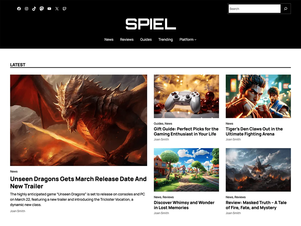 Spiel web sitesi teması önizlemesi
