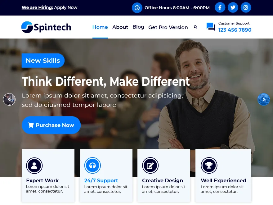 Spintech web sitesi teması önizlemesi