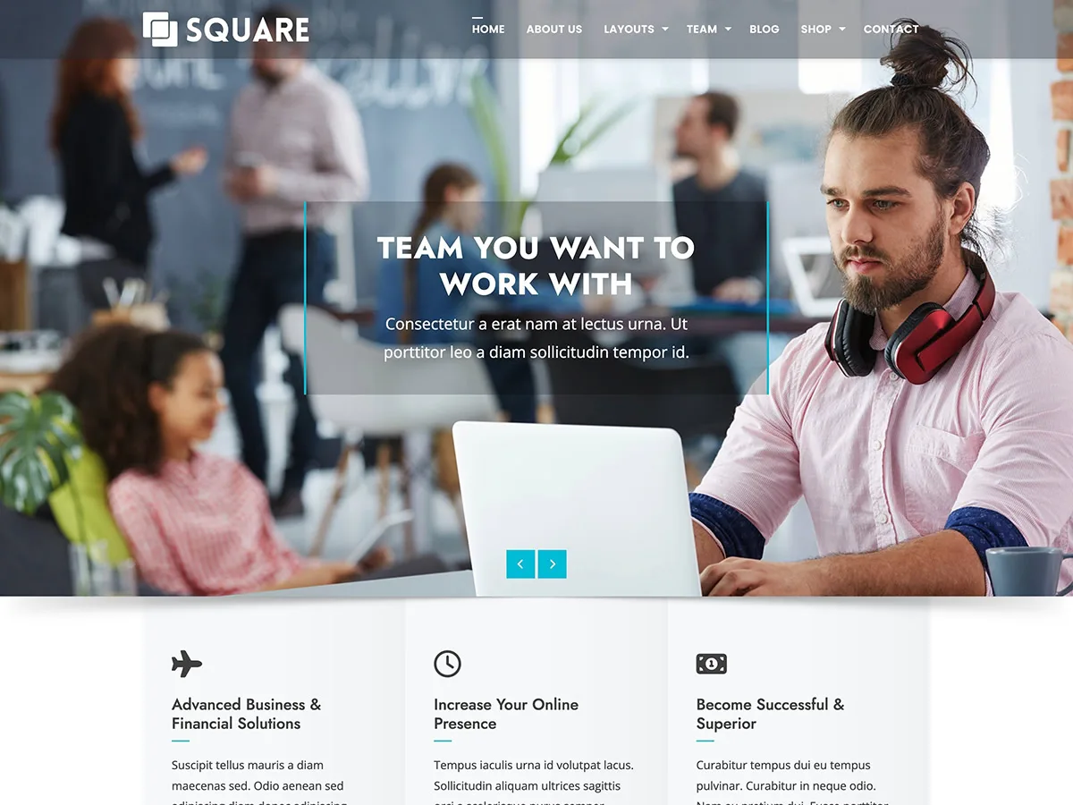 Square web sitesi teması modern ve duyarlı tasarımı