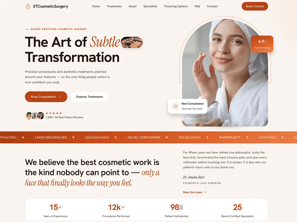ST Cosmetic Surgery web sitesi teması önizlemesi