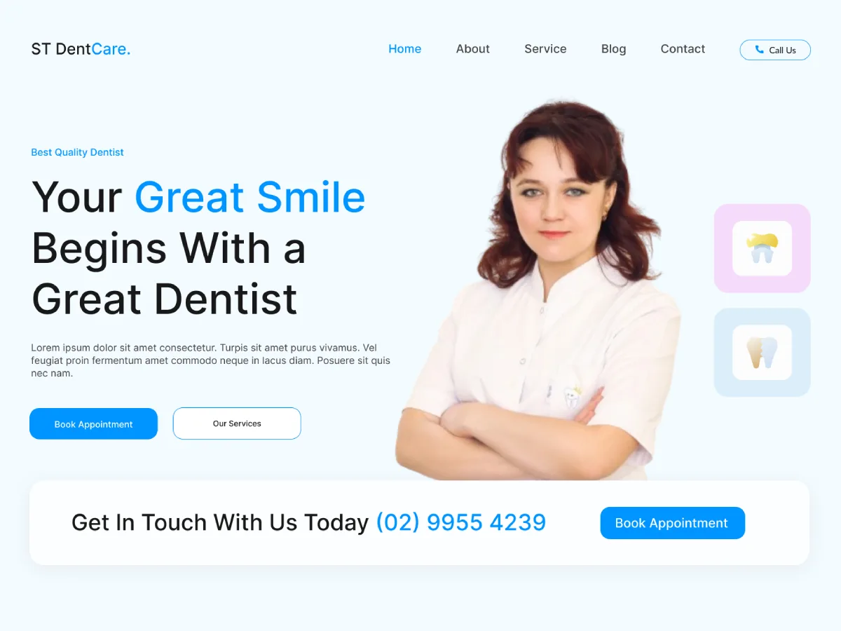 ST Dentcare diş kliniği web sitesi teması önizlemesi