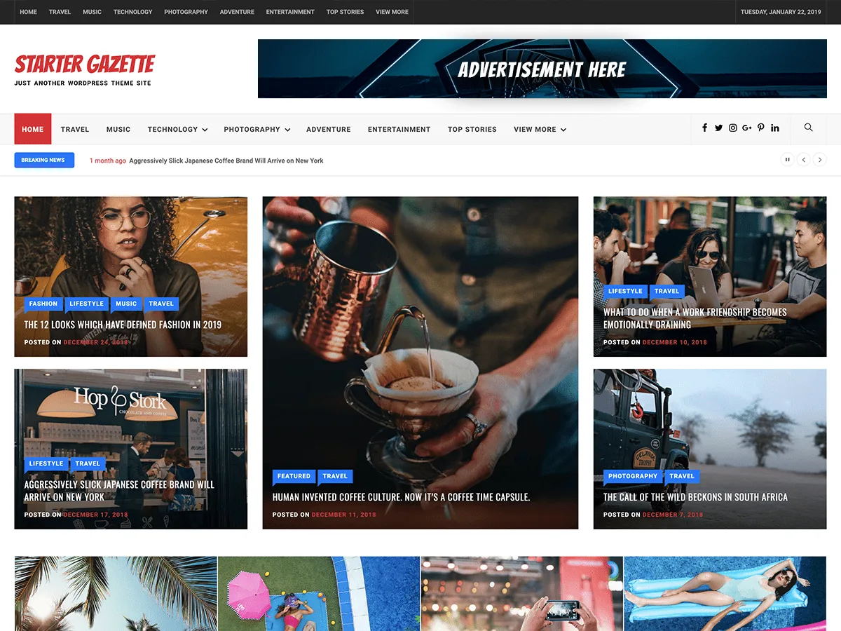Starter Gazette web sitesi teması önizlemesi