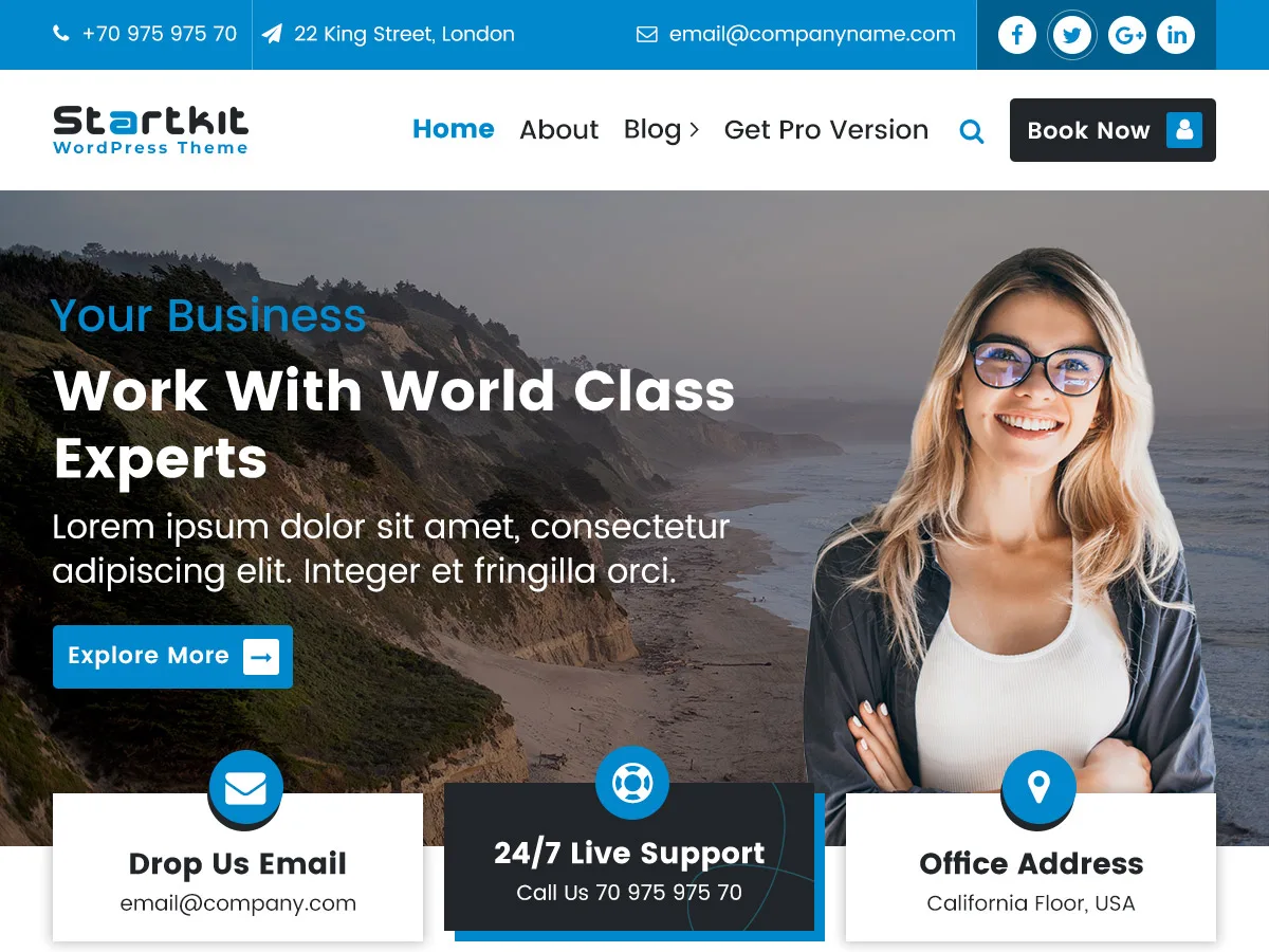 StartKit WordPress theme homepage layout