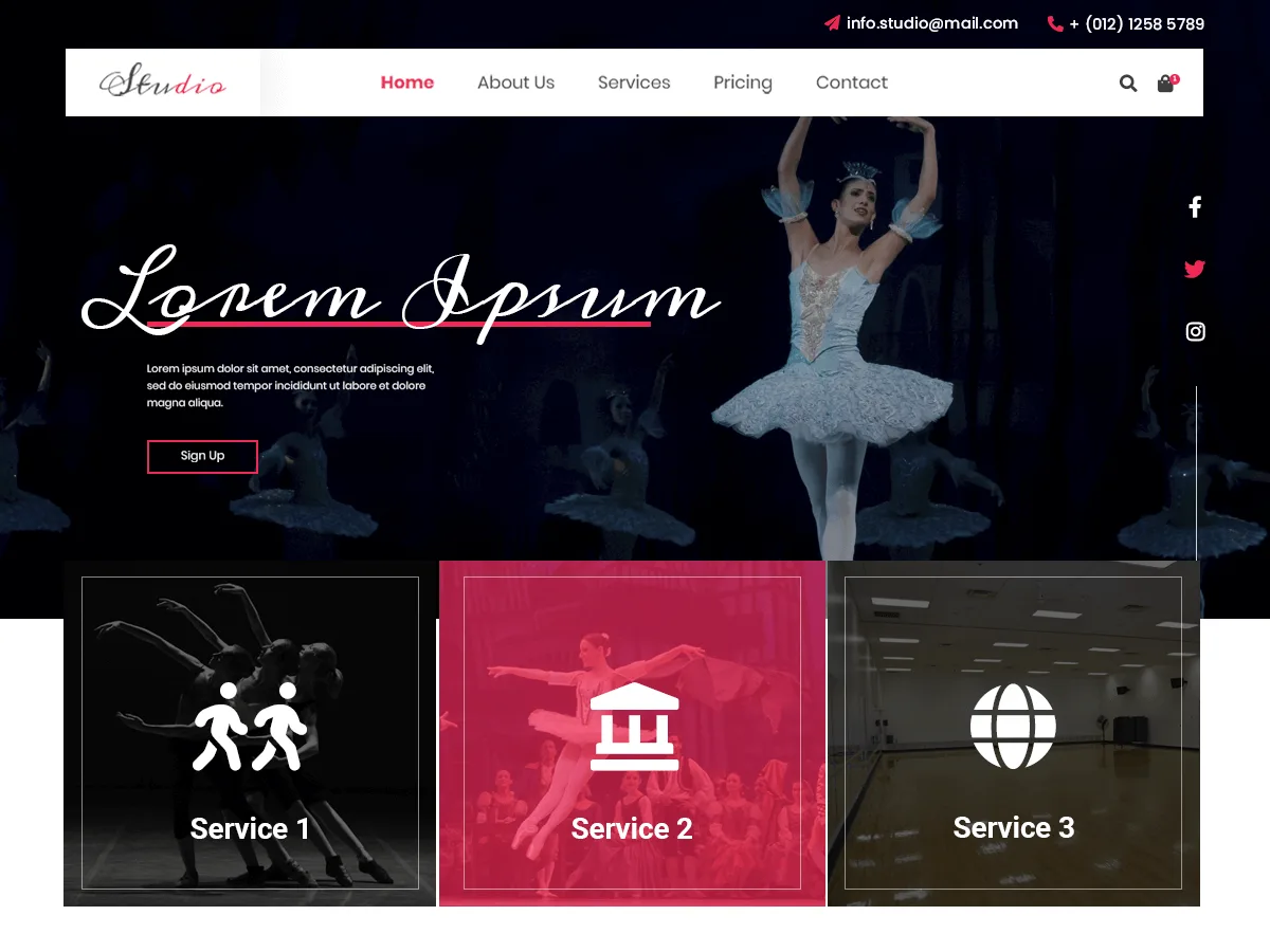 Steps Dance Academy dans okulu web sitesi teması önizlemesi