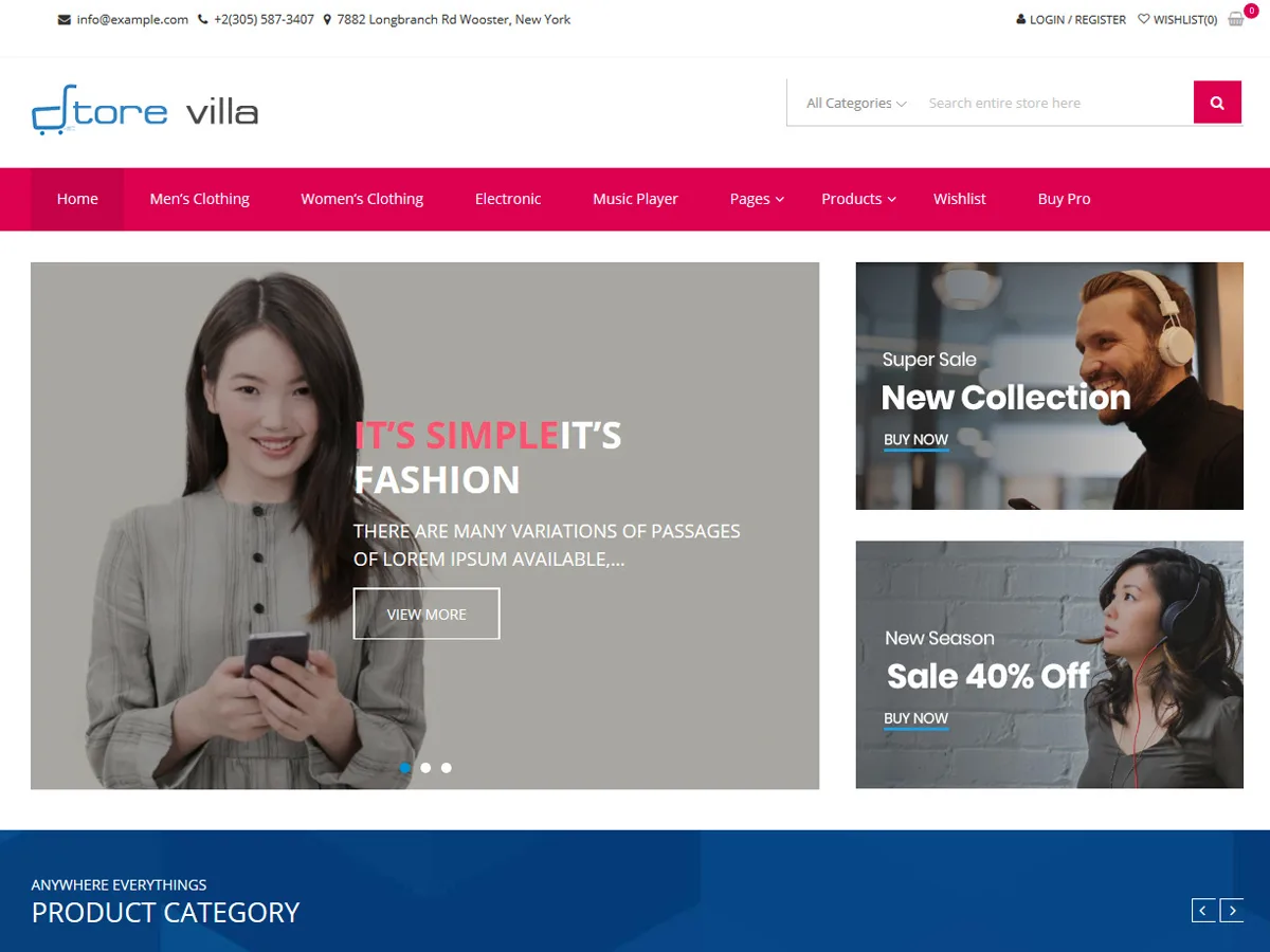 StoreVilla web sitesi altyapısı e-ticaret teması önizlemesi