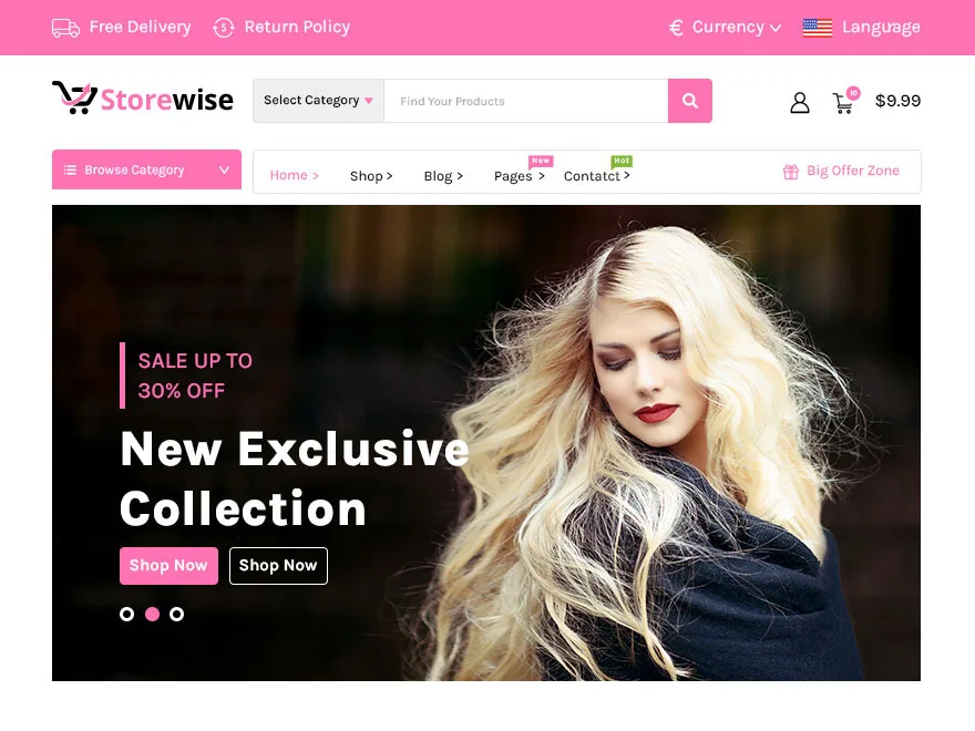 StoreWise web sitesi teması önizlemesi