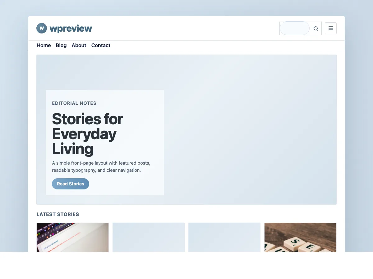 StoryBreeze web sitesi teması önizlemesi