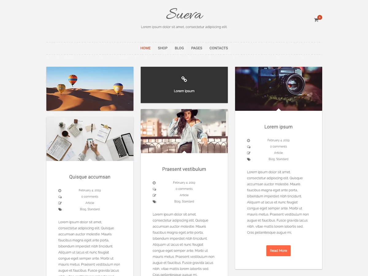 SuevaFree web sitesi teması önizlemesi