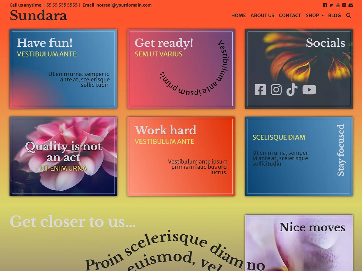 Sundara web sitesi teması önizlemesi