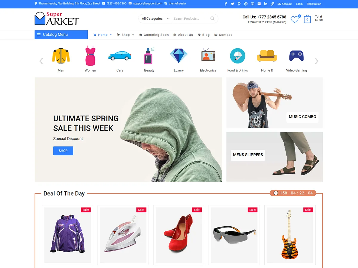 Supermarket web sitesi teması önizlemesi