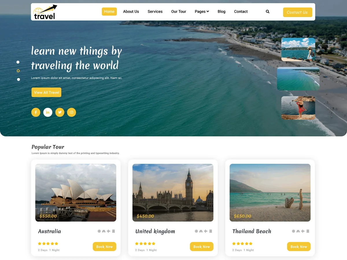 Tafri Travel Blog teması ile seyahat web sitesi tasarımı