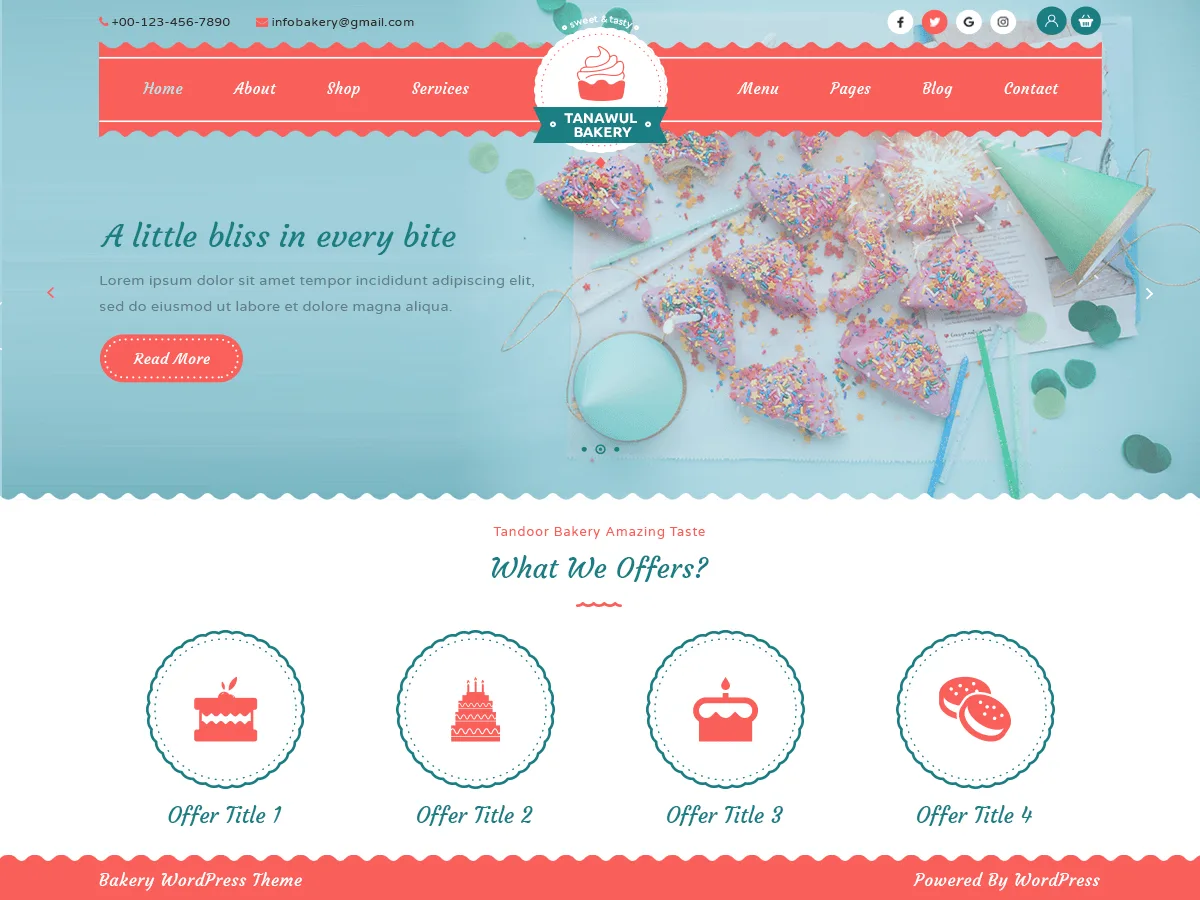 Tanawul Bakery web sitesi teması önizlemesi