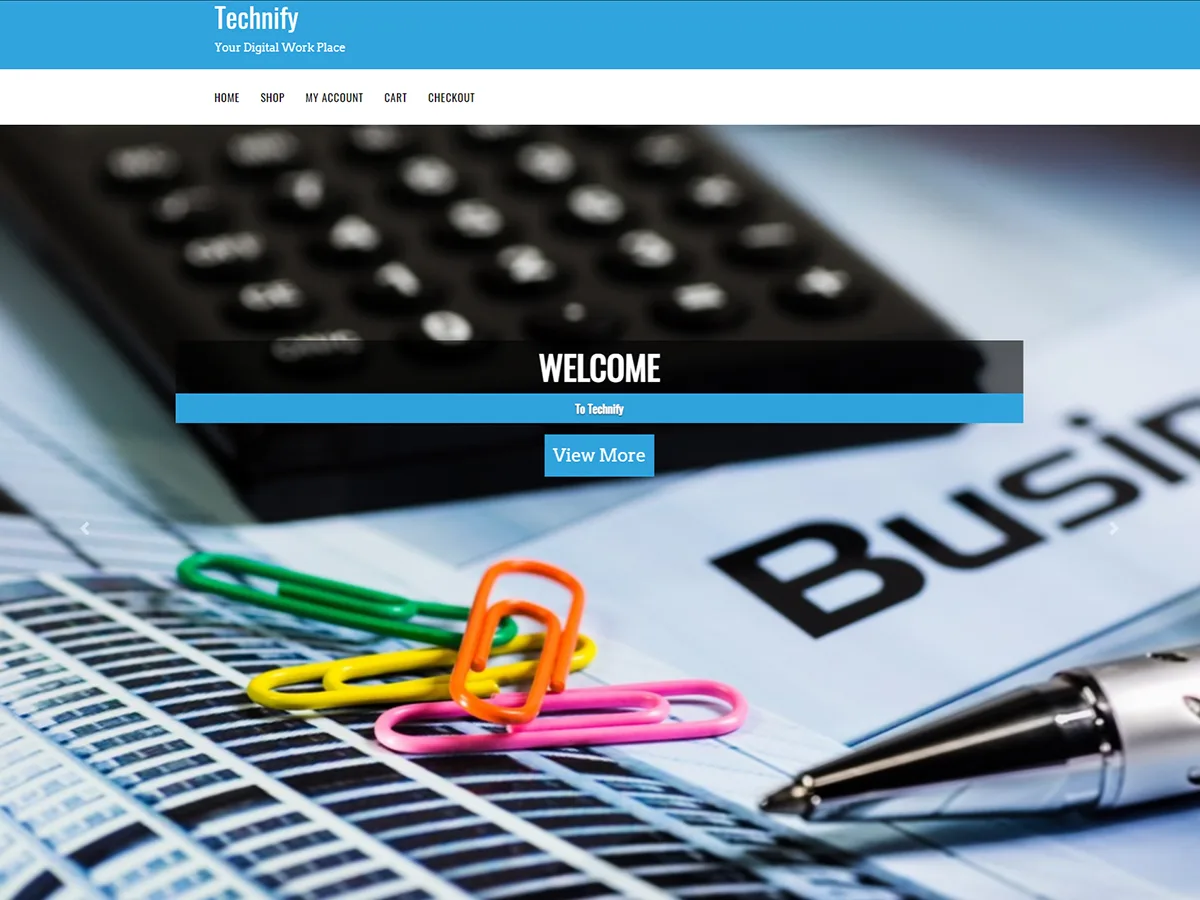 Technify web sitesi teması ile oluşturulmuş modern bir web sitesi görünümü