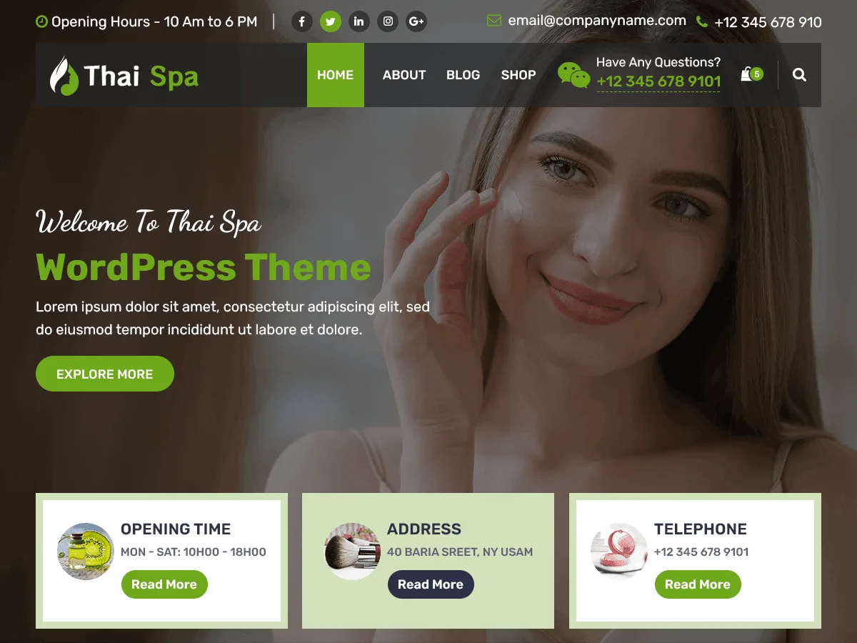 Thai Spa web sitesi teması önizlemesi