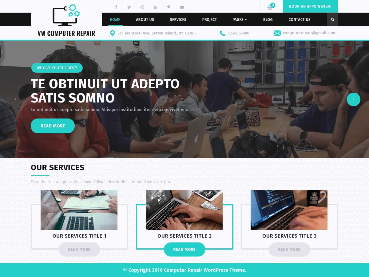 The Computer Repair web sitesi teması önizlemesi