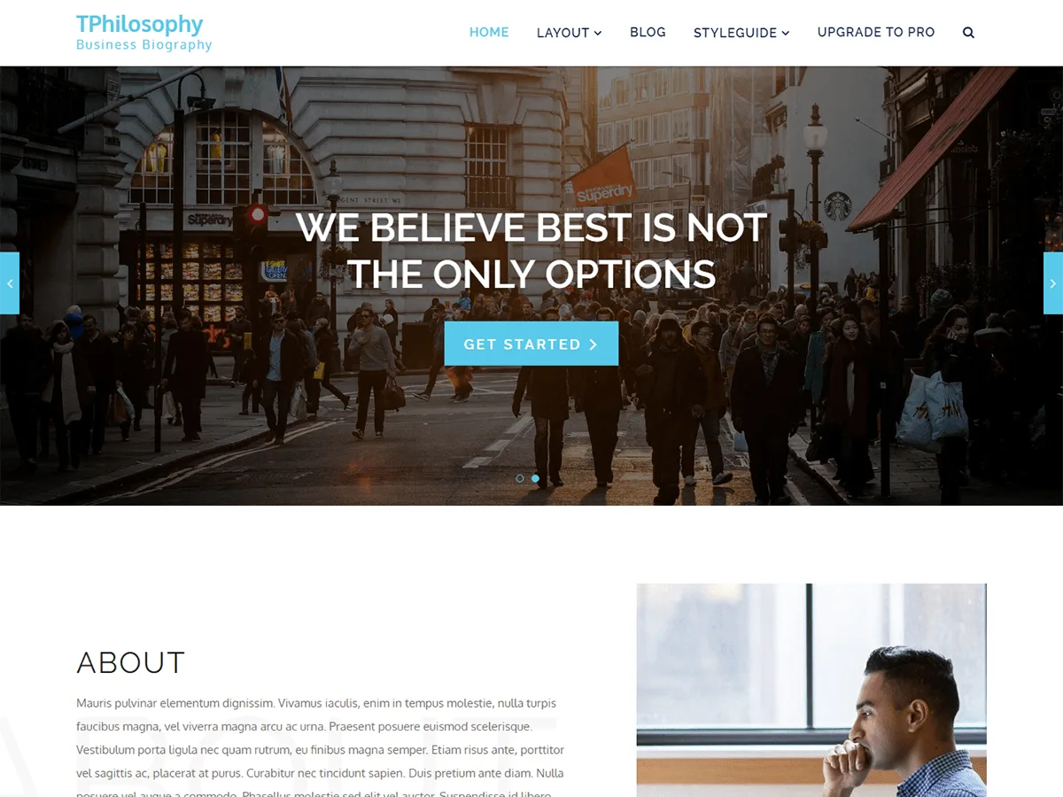 TP Philosophy web sitesi teması önizlemesi