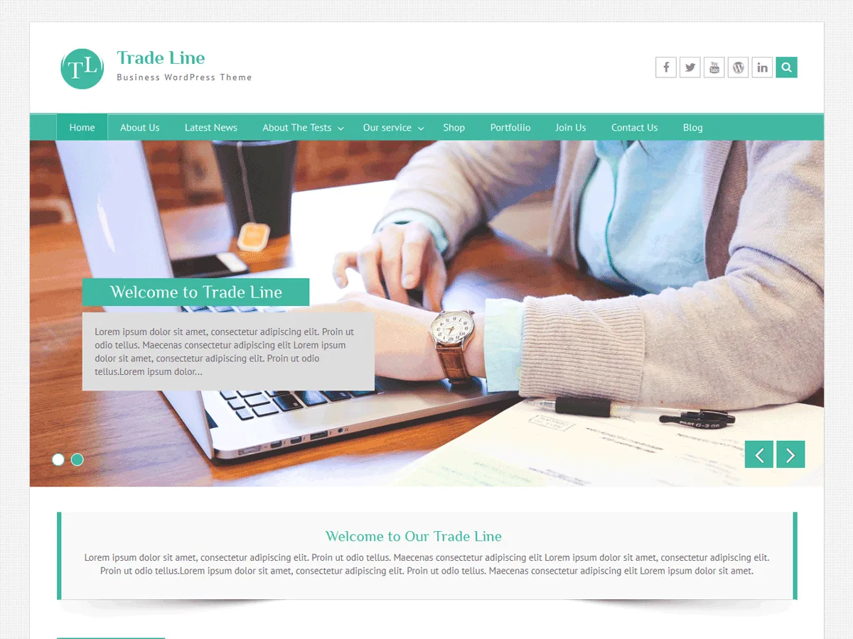 Trade Line web sitesi teması önizlemesi