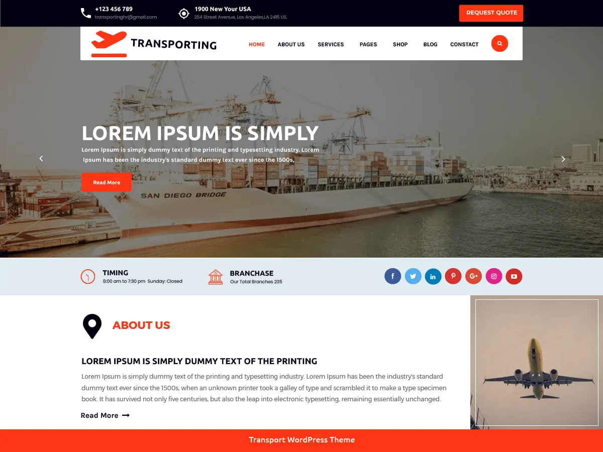 Transport Movers web sitesi teması önizlemesi