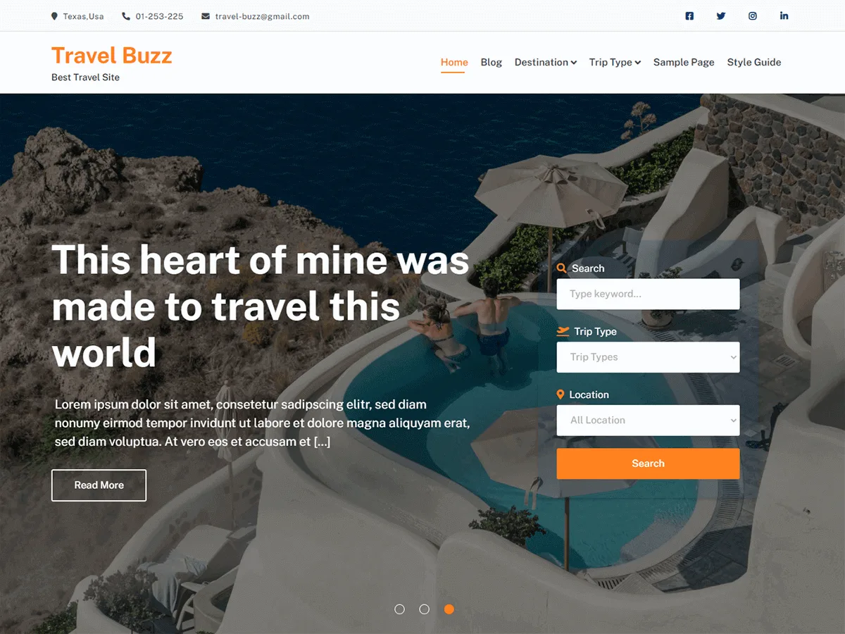 Travel Buzz web sitesi teması