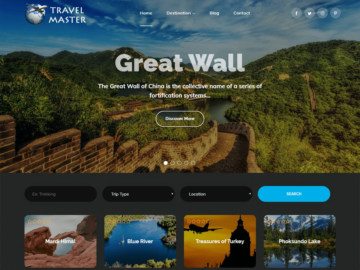 Travel Master web sitesi teması görseli