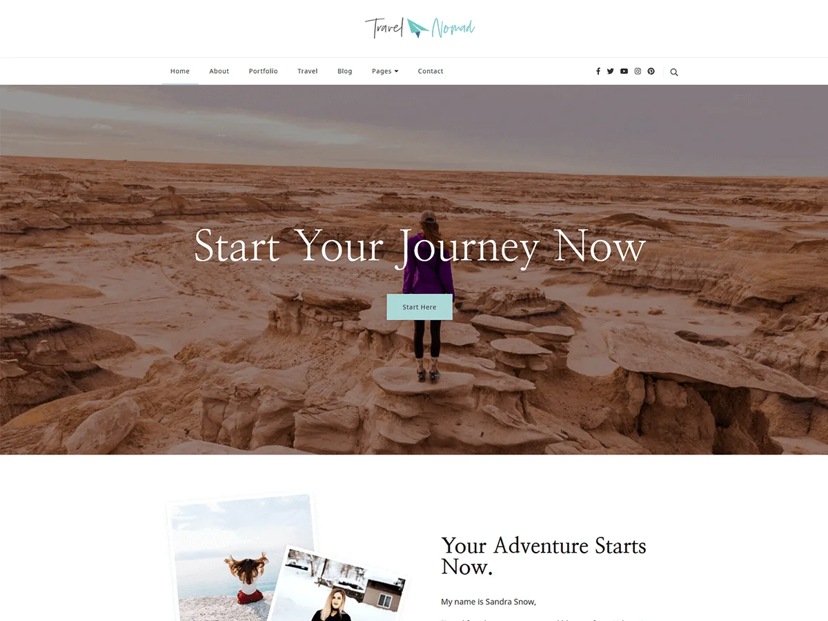 Travel Nomad web sitesi teması önizlemesi