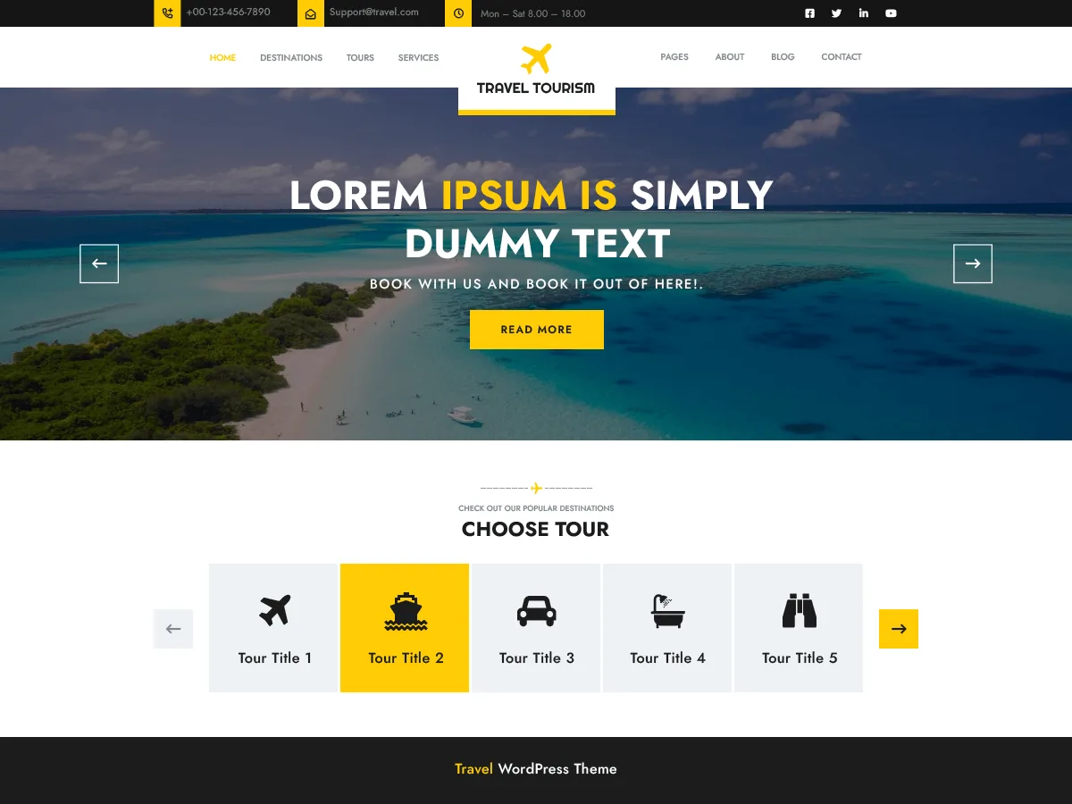 Travel Tourism web sitesi teması önizlemesi