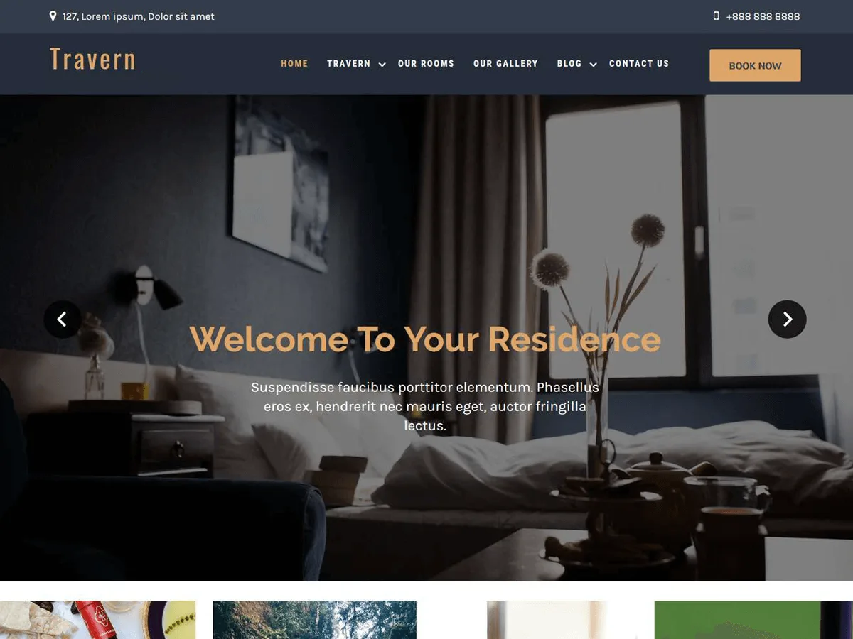 Travern web sitesi teması ile seyahat ve turizm sitesi görünümü