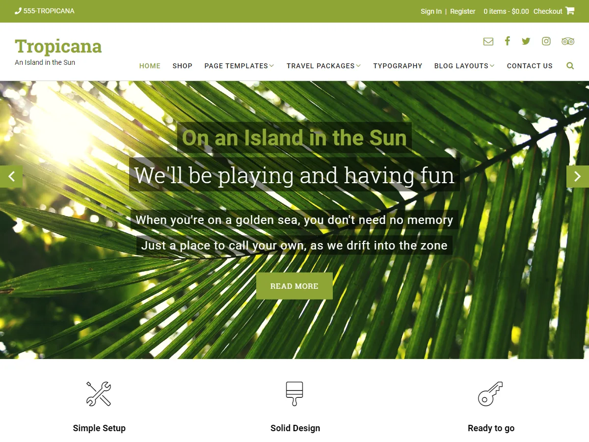 Tropicana web sitesi teması önizlemesi