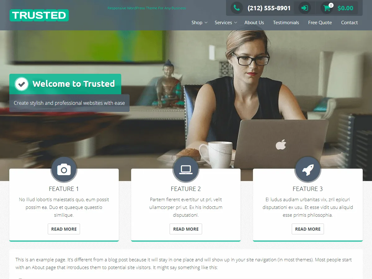 Trusted web sitesi teması önizlemesi