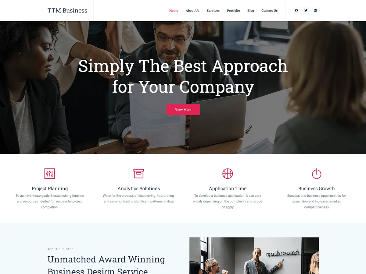 TTM Business web sitesi teması önizlemesi