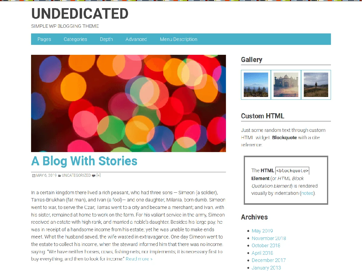 Undedicated web sitesi teması önizlemesi