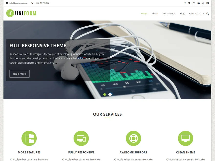 Uniform web sitesi teması önizlemesi