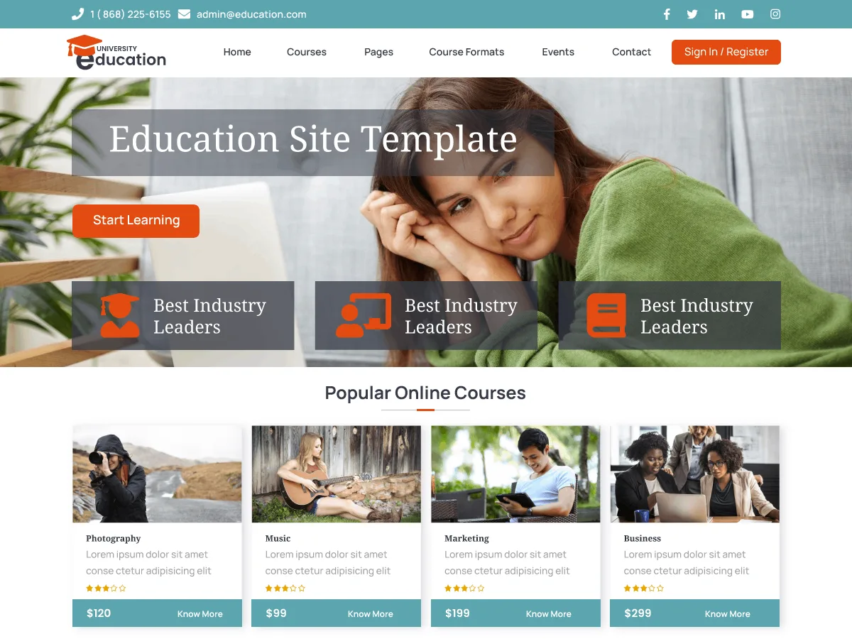 University Education Hub eğitim web sitesi teması