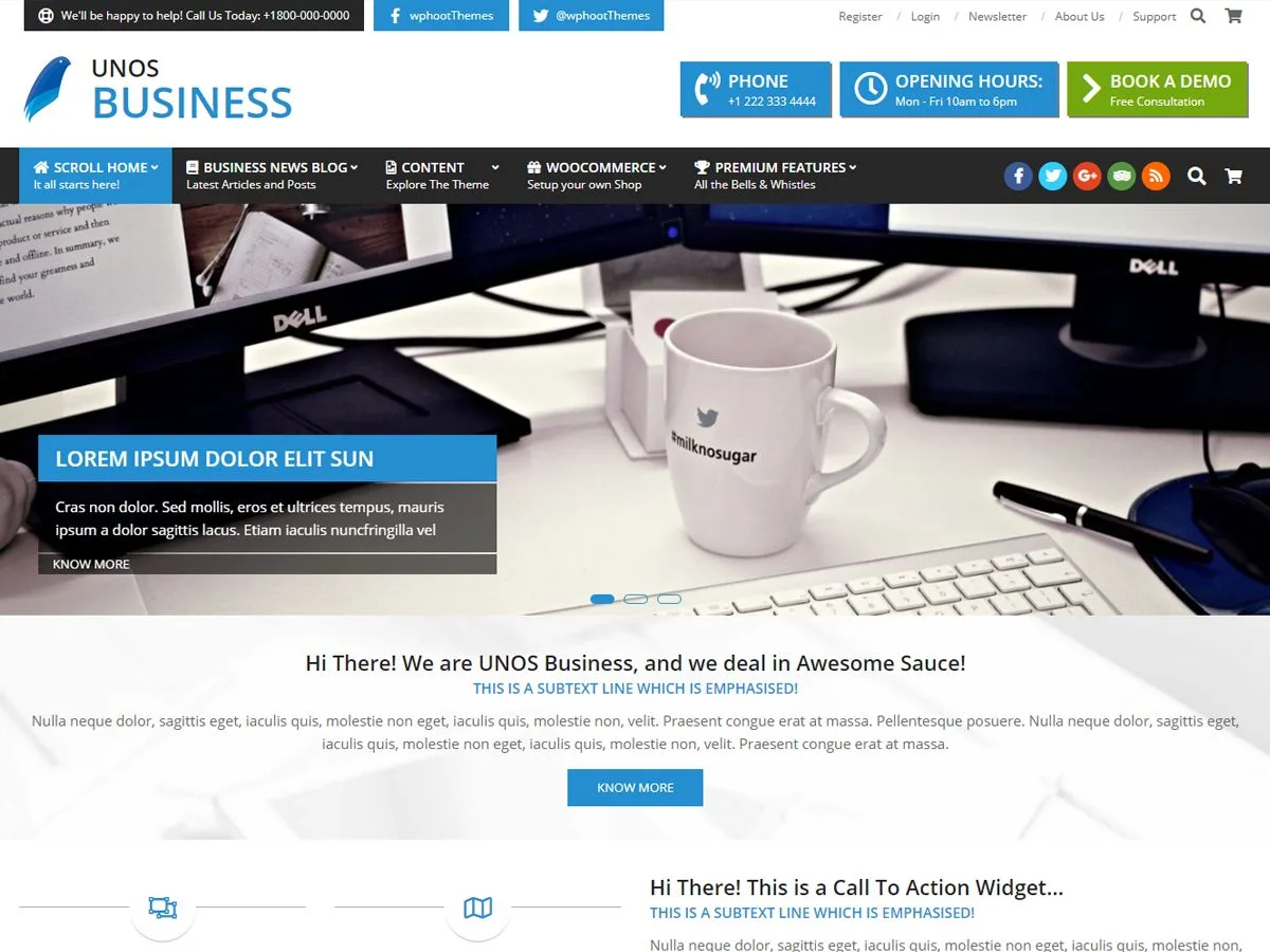 Unos Business web sitesi teması önizlemesi