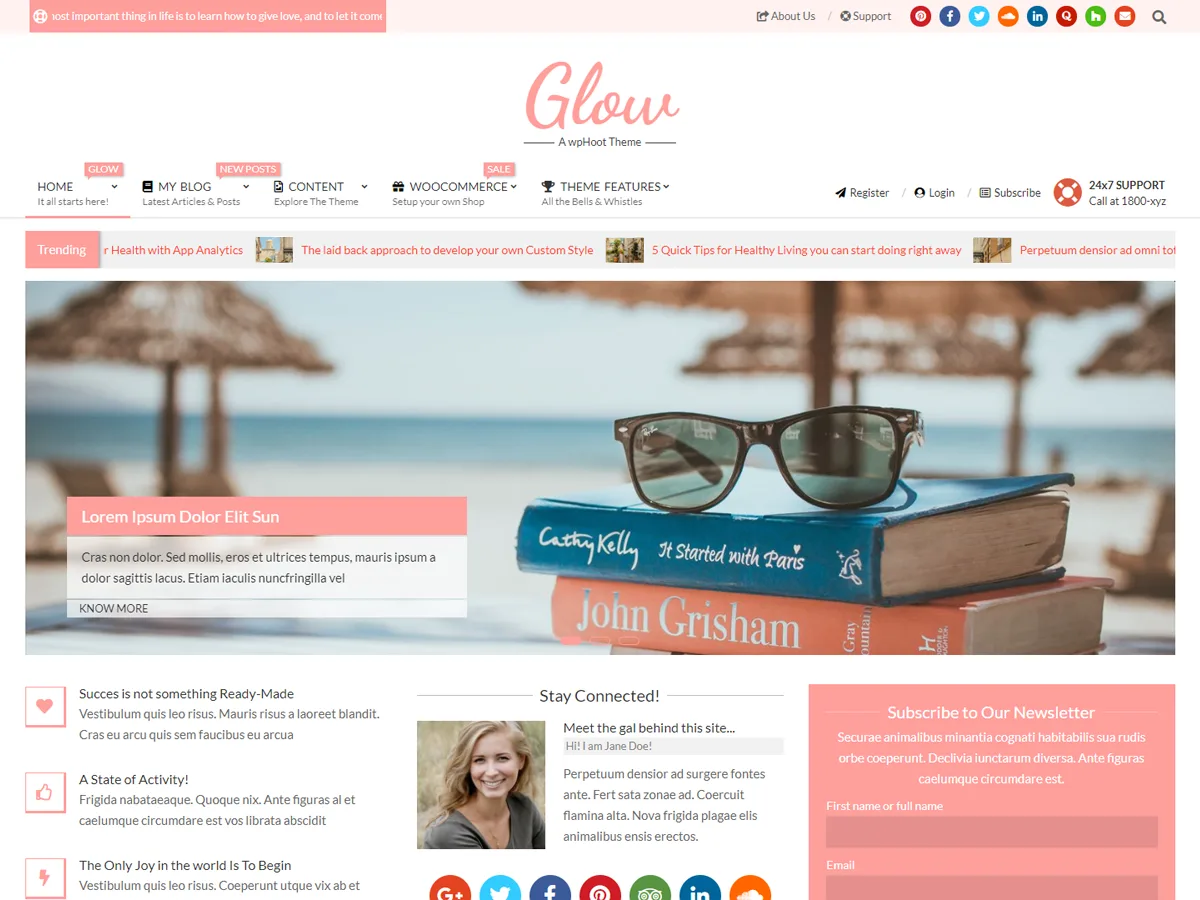 Unos Glow web sitesi teması önizlemesi