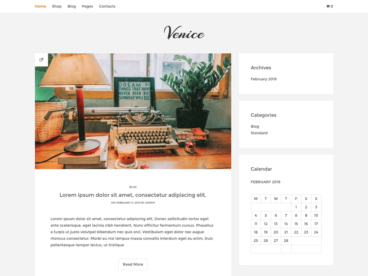 Venice Lite web sitesi teması önizlemesi
