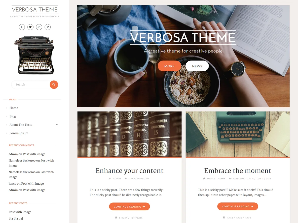 Verbosa web sitesi teması önizlemesi