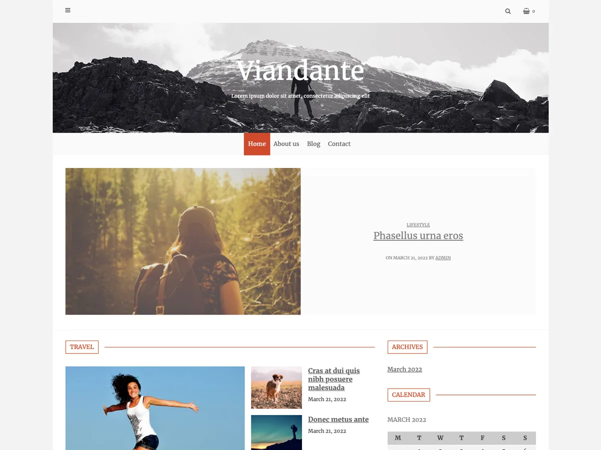 Viandante web sitesi teması önizlemesi