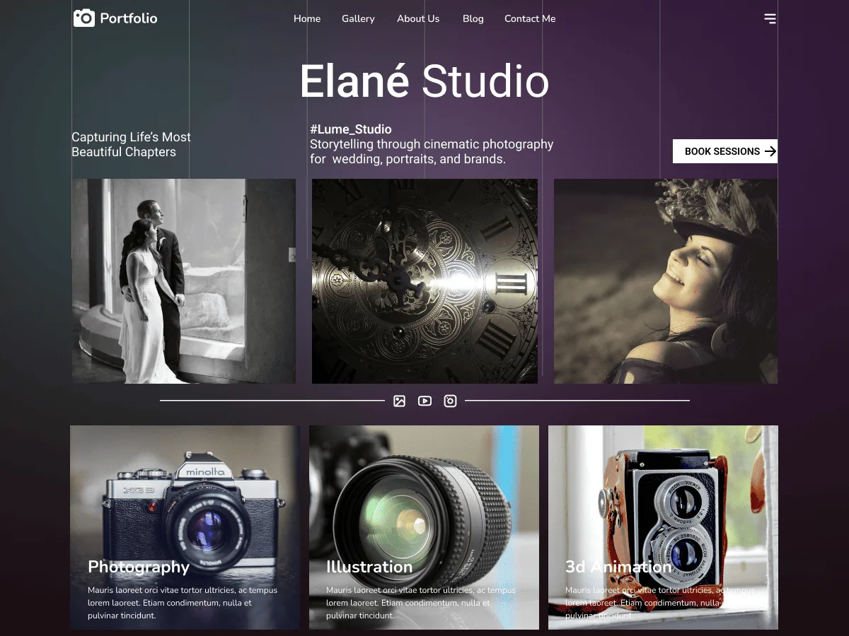Videographer Portfolio web sitesi teması önizlemesi